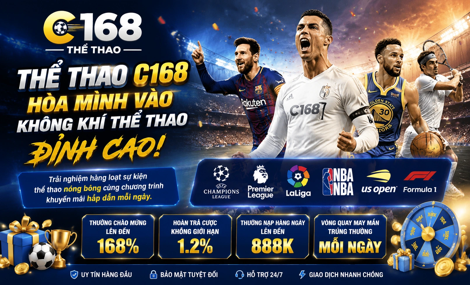 C168 Thể Thao giao diện nổi bật với trận đấu và odds
