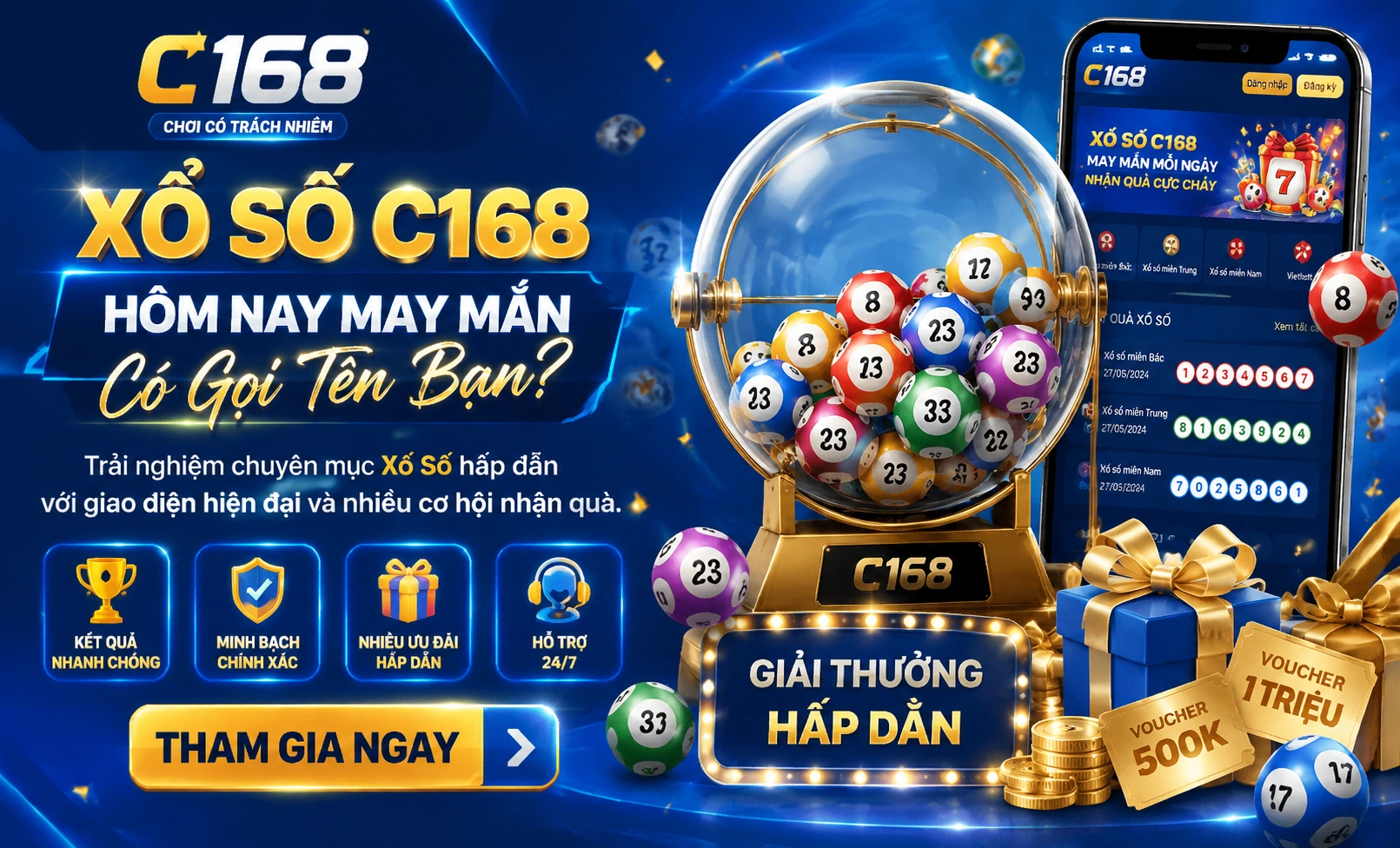C168 Xổ Số - trải nghiệm mobile